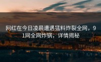 网红在今日凌晨遭遇猛料炸裂全网，91网全网炸锅，详情揭秘