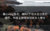 糖心vlog盘点：爆料7个你从没注意的细节，明星上榜理由彻底令人曝光
