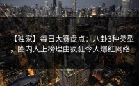 【独家】每日大赛盘点：八卦3种类型，圈内人上榜理由疯狂令人爆红网络