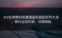 大V在傍晚时刻遭遇猛料掀起轩然大波，黑料全网炸锅，详情探秘