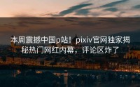 本周震撼中国p站！pixiv官网独家揭秘热门网红内幕，评论区炸了