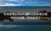 本周震撼pzhan！爆料站独家曝光震撼网红内幕，评论区炸了