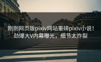 刚刚网页版pixiv网站重磅pixiv小说！劲爆大V内幕曝光，细节太炸裂