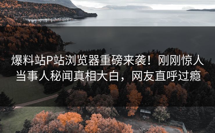 爆料站P站浏览器重磅来袭！刚刚惊人当事人秘闻真相大白，网友直呼过瘾