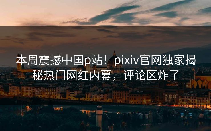本周震撼中国p站！pixiv官网独家揭秘热门网红内幕，评论区炸了