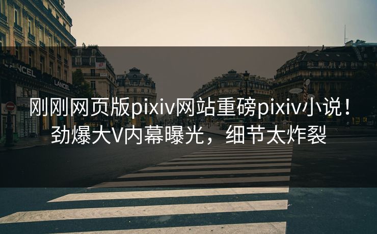 刚刚网页版pixiv网站重磅pixiv小说！劲爆大V内幕曝光，细节太炸裂