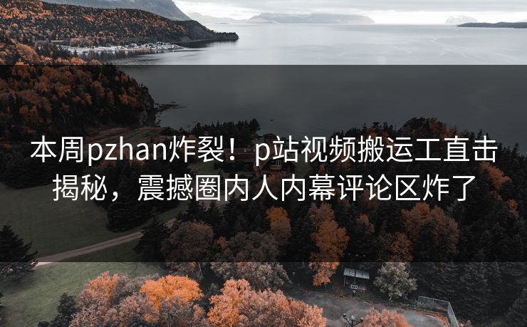 本周pzhan炸裂！p站视频搬运工直击揭秘，震撼圈内人内幕评论区炸了
