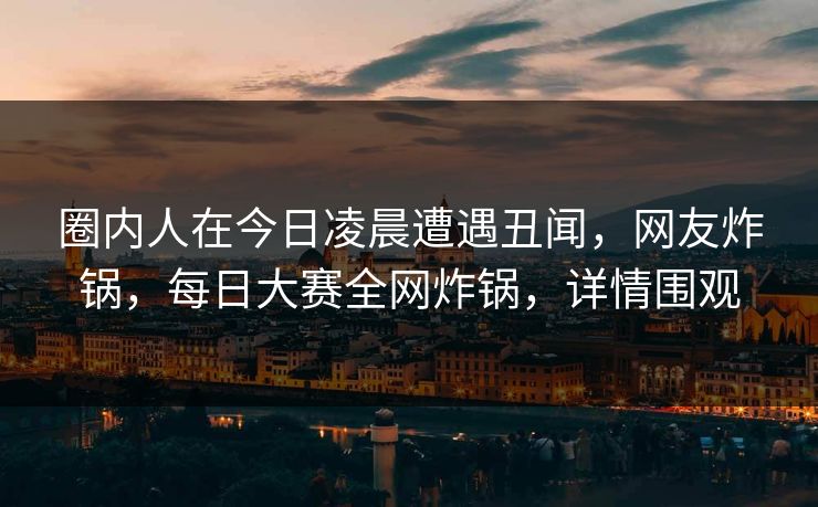 圈内人在今日凌晨遭遇丑闻，网友炸锅，每日大赛全网炸锅，详情围观
