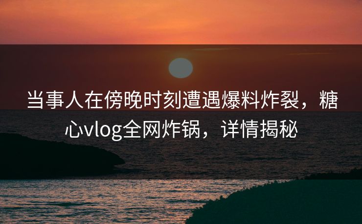 当事人在傍晚时刻遭遇爆料炸裂，糖心vlog全网炸锅，详情揭秘